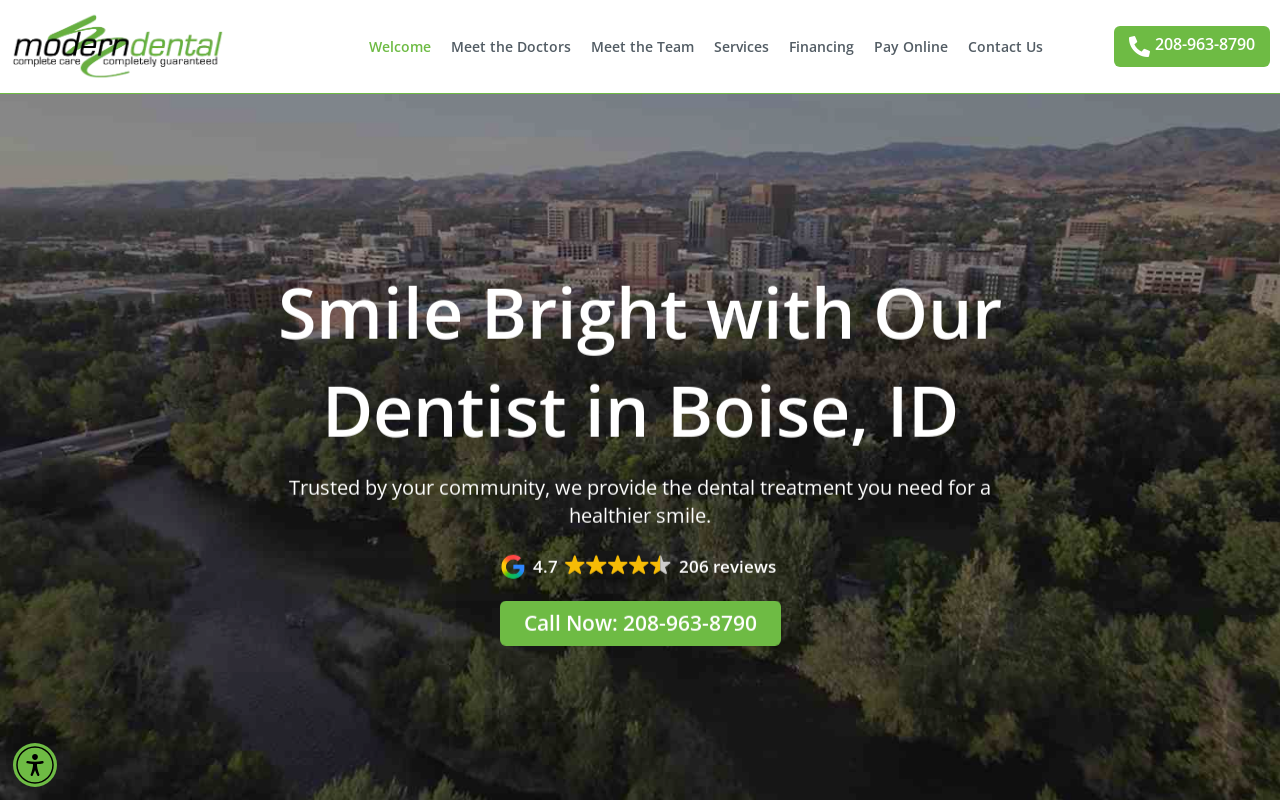 Modern Dental — screenshot of their official website