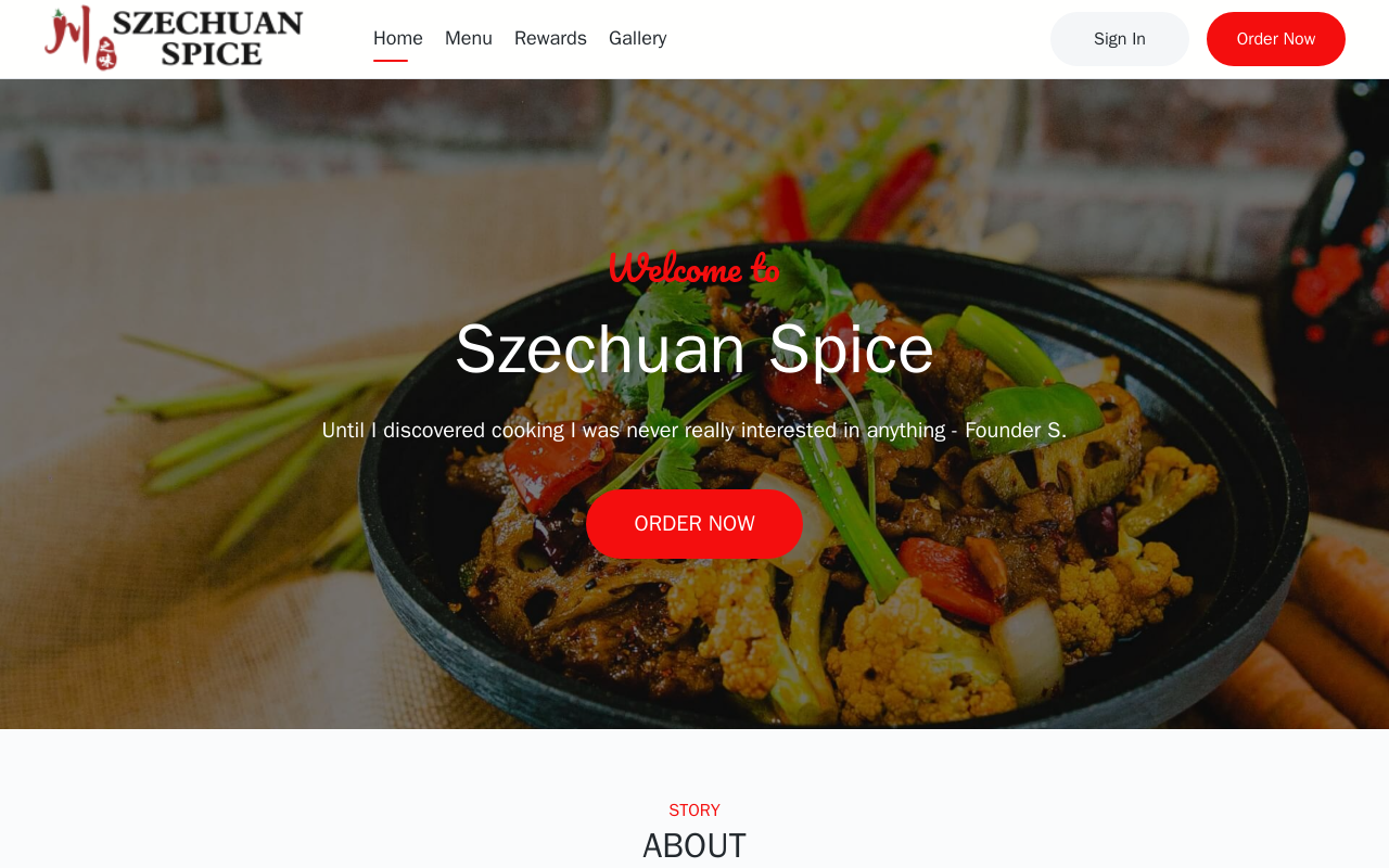 Szechuan Spice Restaurant — screenshot of their official website