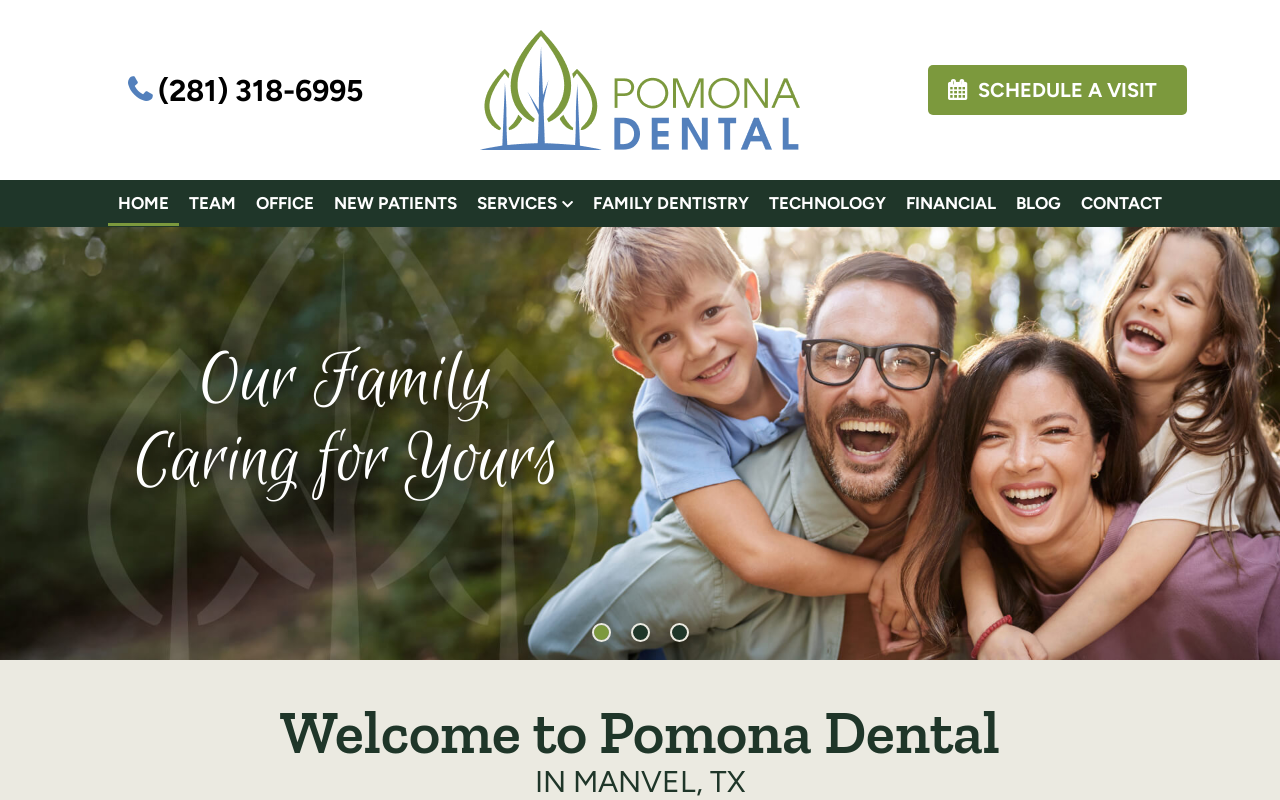 Pomona Dental — screenshot of their official website