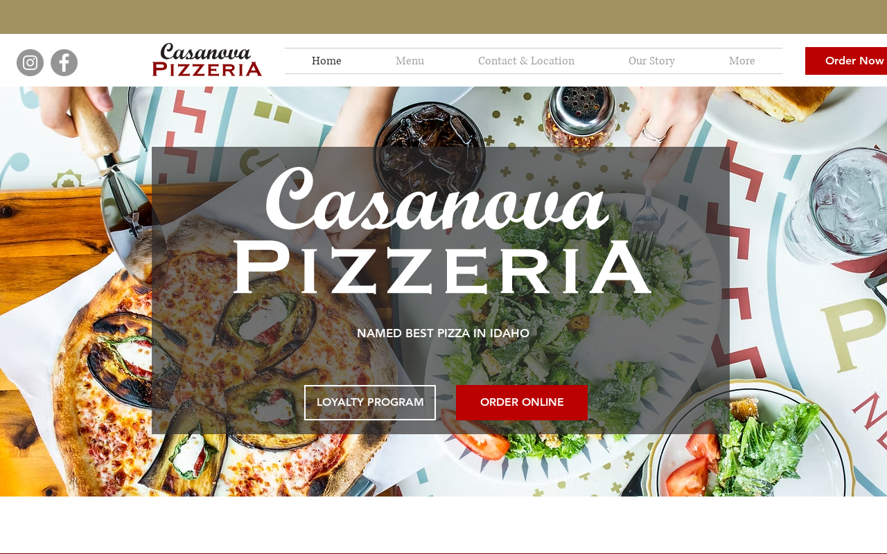 Casanova Pizzeria — screenshot of their official website