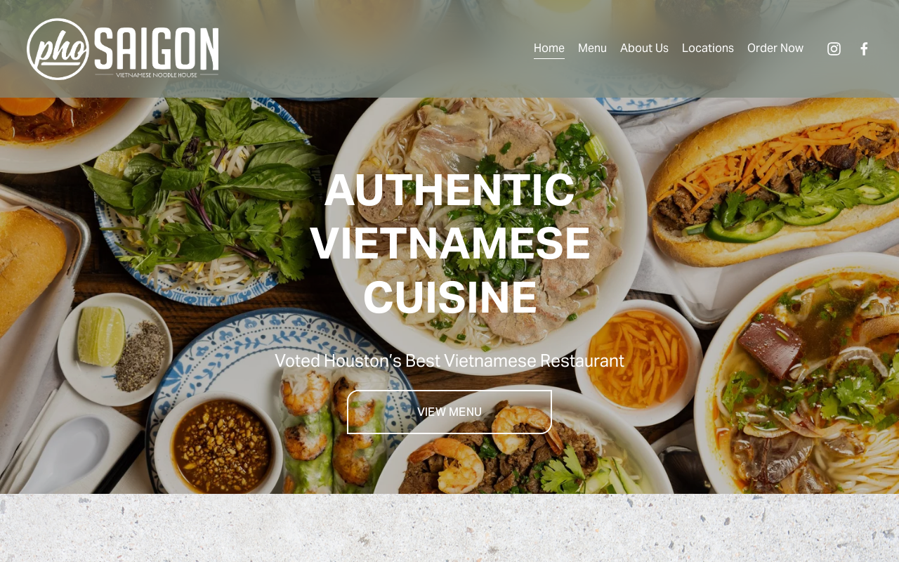 Pho Saigom — screenshot of their official website