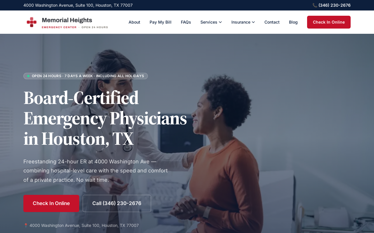 Memorial Heights Emergency Center — screenshot of their official website