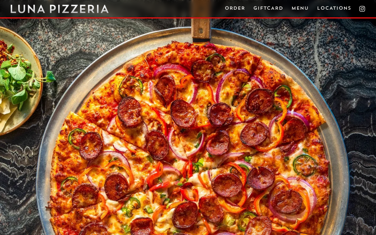 Luna Pizzeria — screenshot of their official website