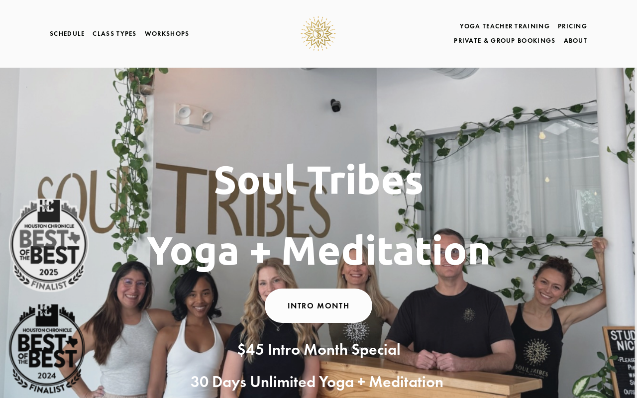 Soul Tribes Yoga — screenshot of their official website