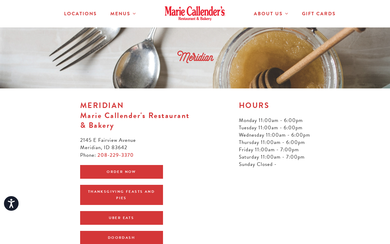 Marie Callender's — screenshot of their official website