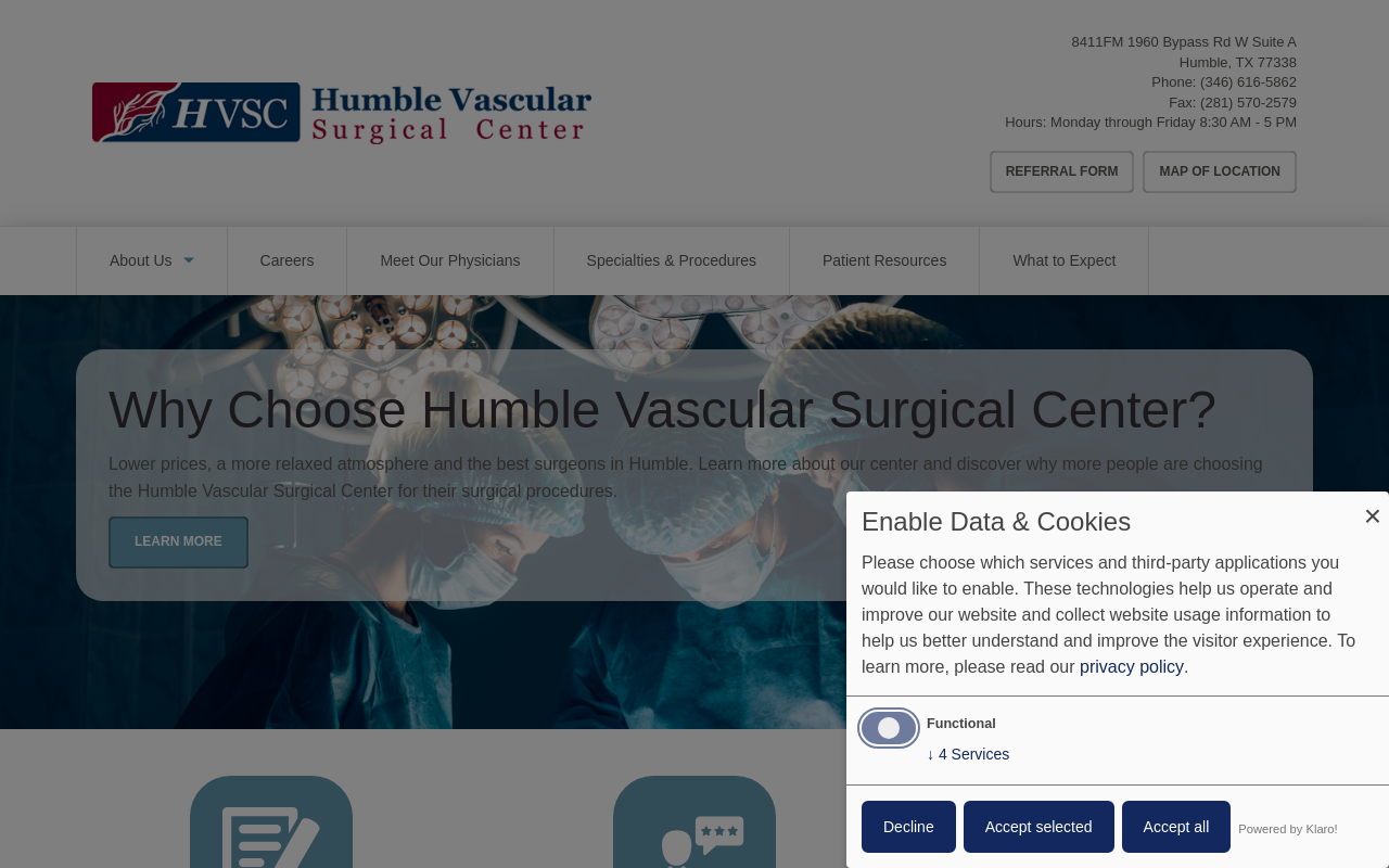 Humble Vascular Surgical Center — screenshot of their official website