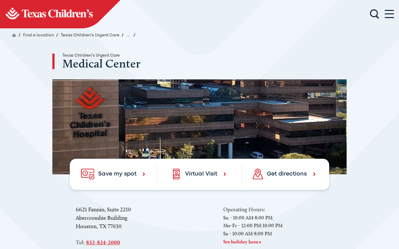 Texas Children's Urgent Care — screenshot of their official website