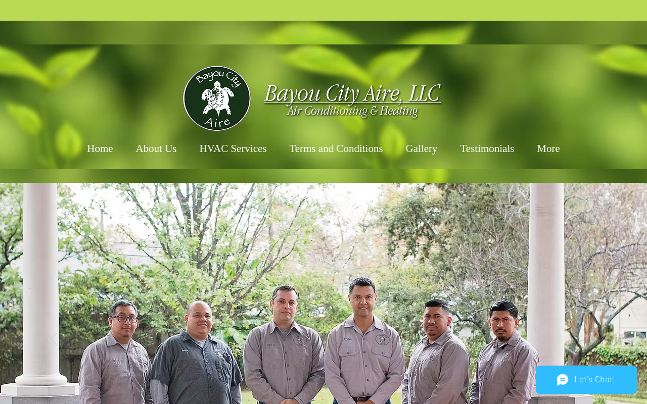 Bayou City Aire — screenshot of their official website