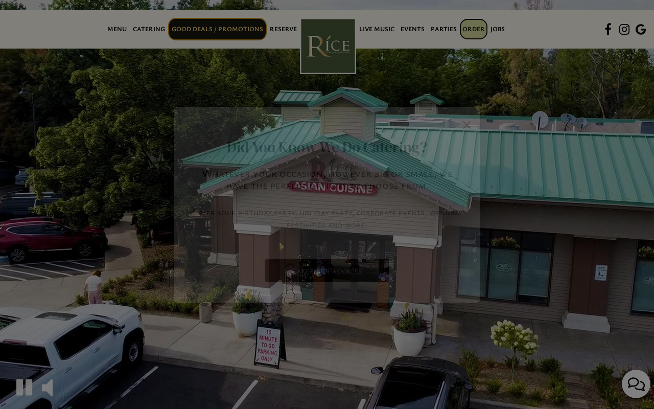 Rice Contemporary Asian Cuisine — screenshot of their official website