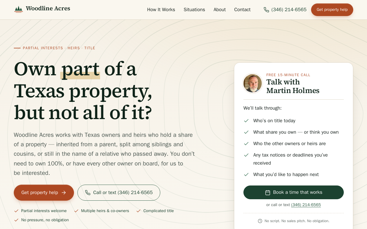 Woodline Acres, LLC — screenshot of their official website