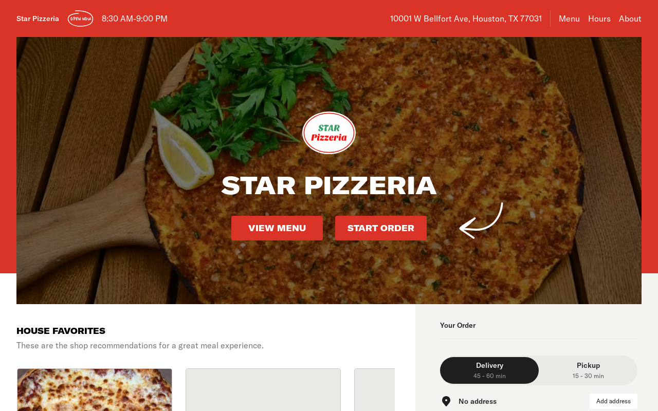 Star Pizzeria — screenshot of their official website