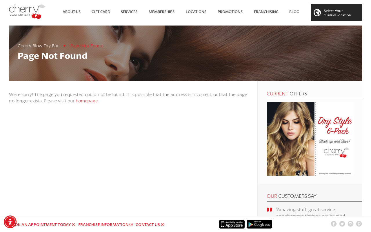 Cherry Blow Dry Bar — screenshot of their official website