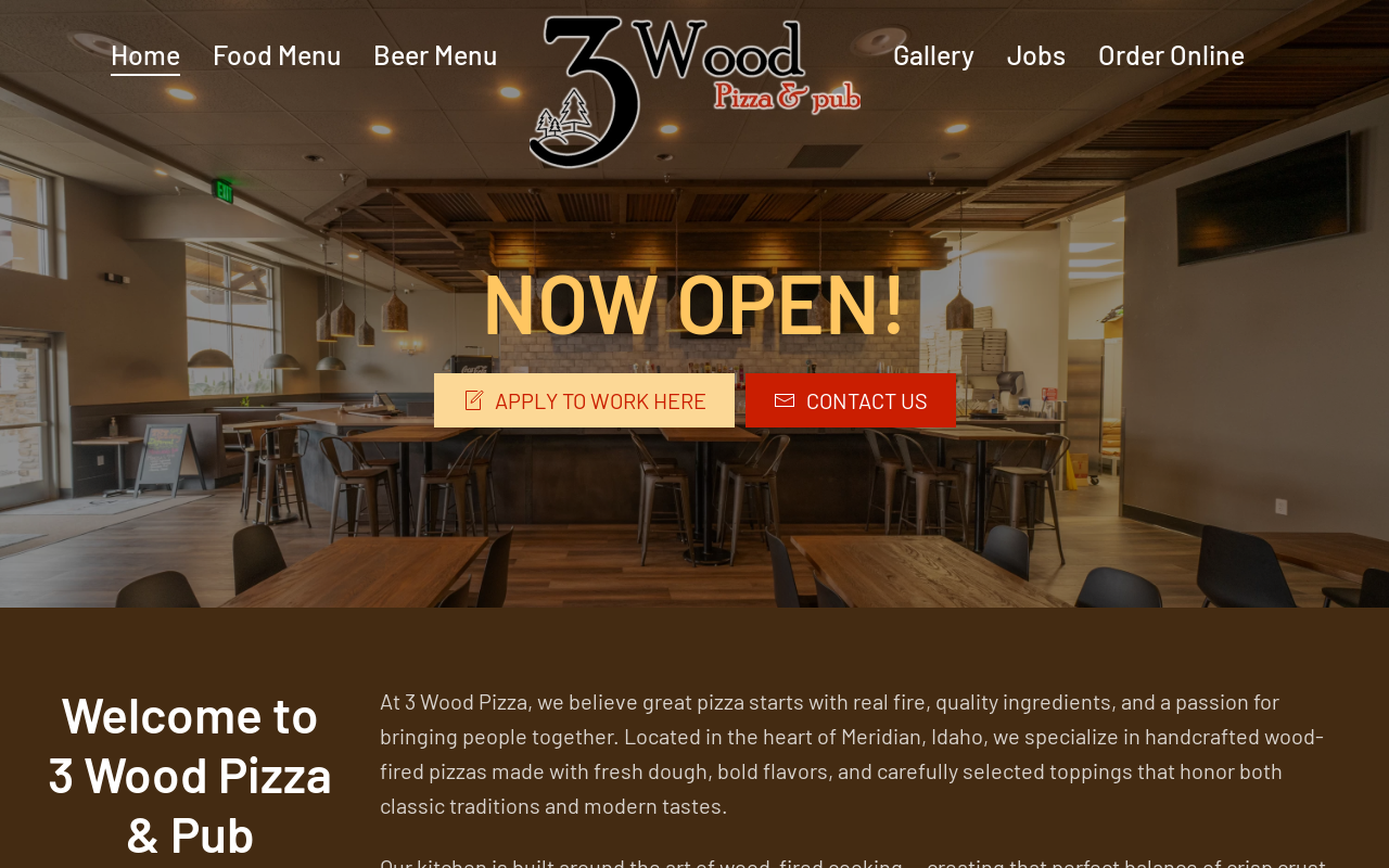 3 Wood Pizza And Pub — screenshot of their official website