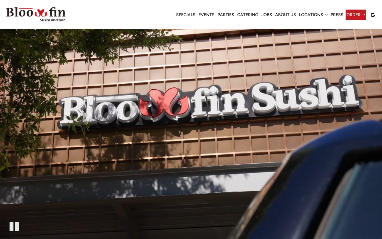 Bloofin Sushi — screenshot of their official website