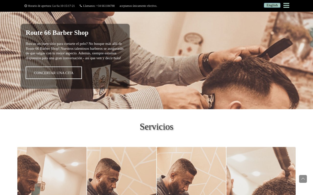 Route 66 Barber Shop — screenshot of their official website
