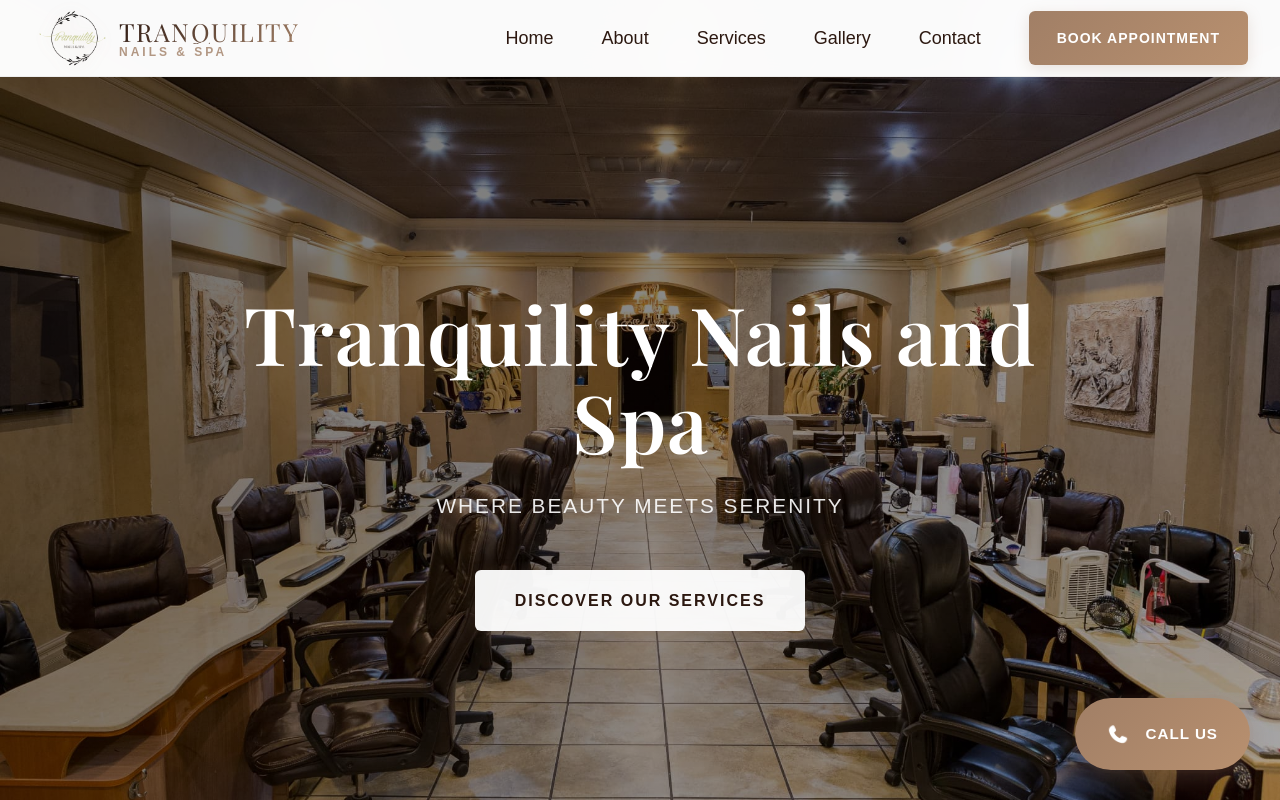 Tranquility Nails & Spa — screenshot of their official website