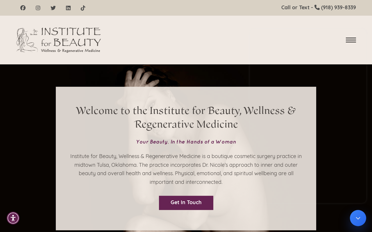 Institute for Beauty, Wellness & Regenerative Medicine — screenshot of their official website