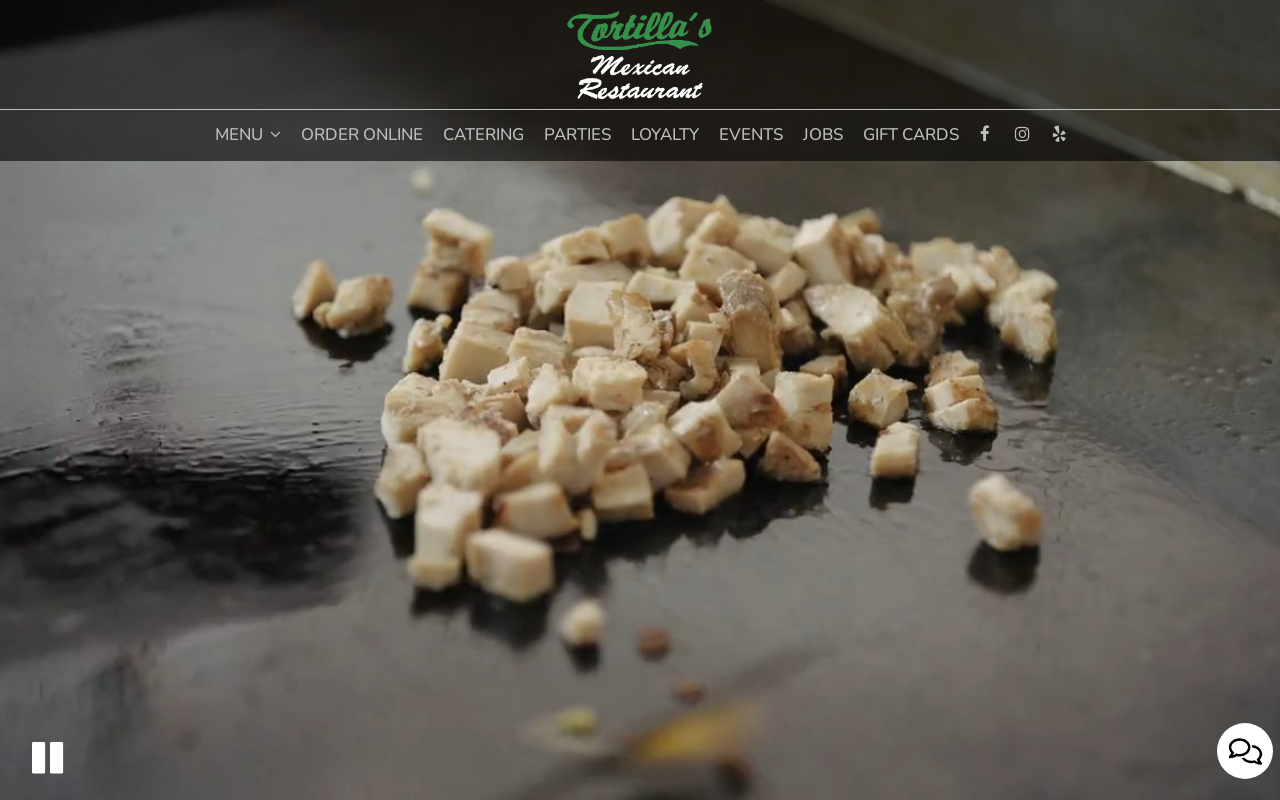 Tortilla's Mexican Restaurant — screenshot of their official website