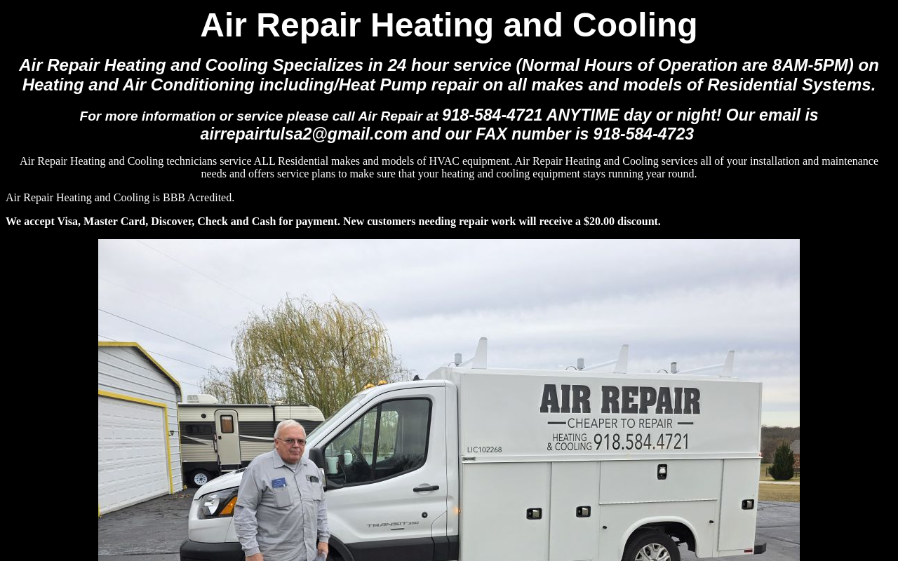 Air Repair Heating & Cooling — screenshot of their official website