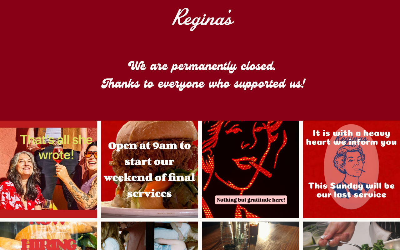 Regina’s — screenshot of their official website