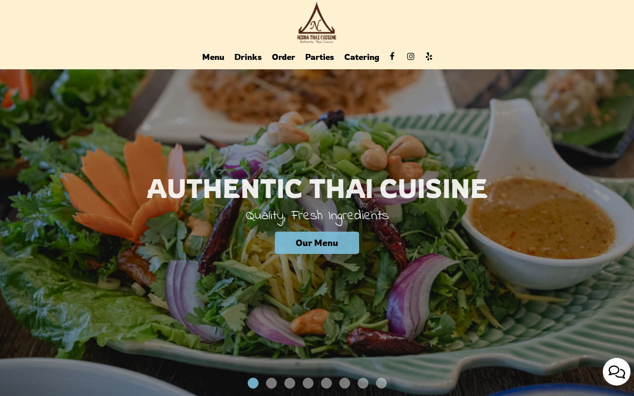 Nidda Thai Cuisine — screenshot of their official website