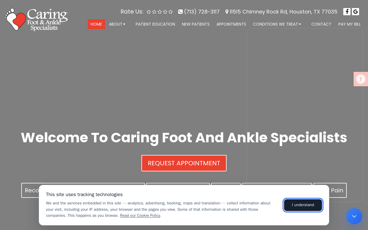 Caring Foot & Ankle Specialists — screenshot of their official website