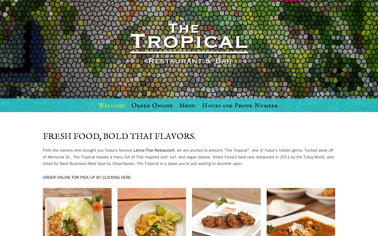 The Tropical Restaurant & Bar — screenshot of their official website