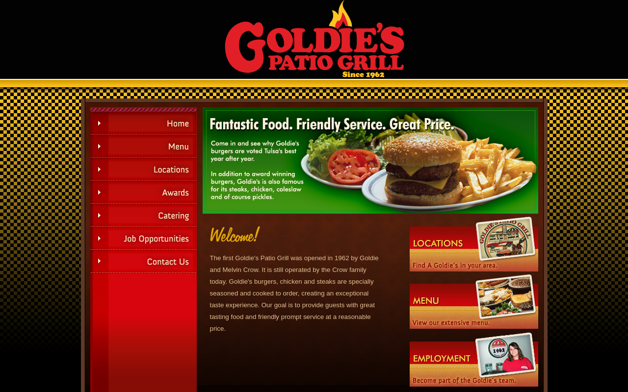 Goldie's Patio Grill — screenshot of their official website