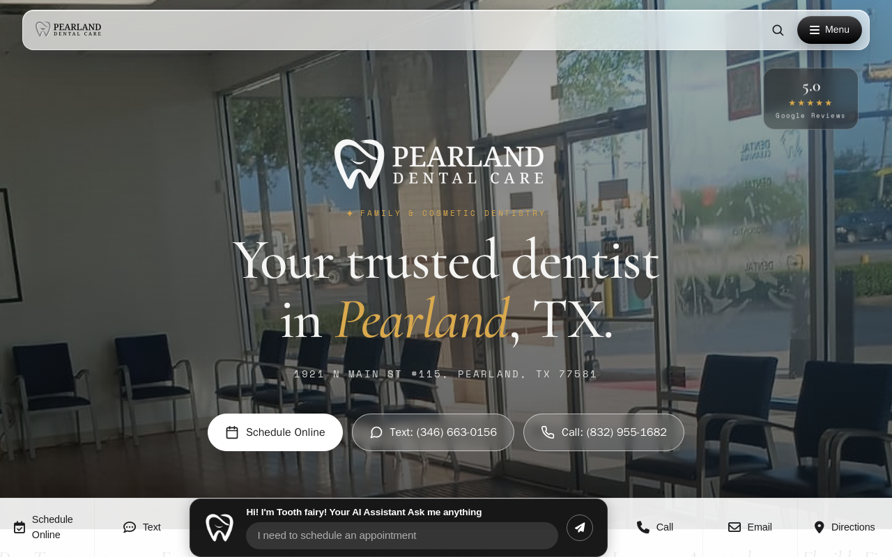Pearland Dental Care — screenshot of their official website
