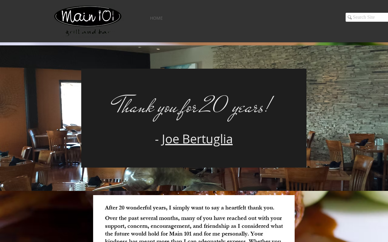 Main 101 Grill and Bar — screenshot of their official website