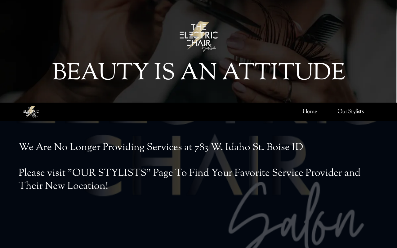 The Electric Chair Salon — screenshot of their official website