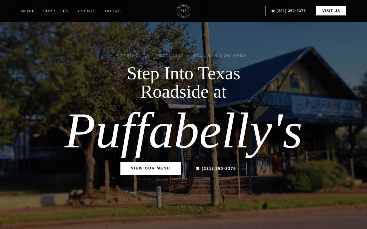 Puffabelly's Old Depot Restaurant — screenshot of their official website