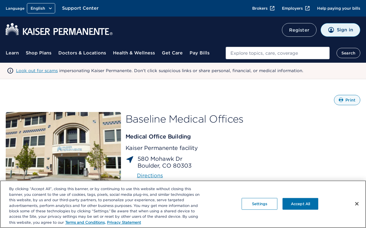 Kaiser Permanente Baseline Medical Offices — screenshot of their official website