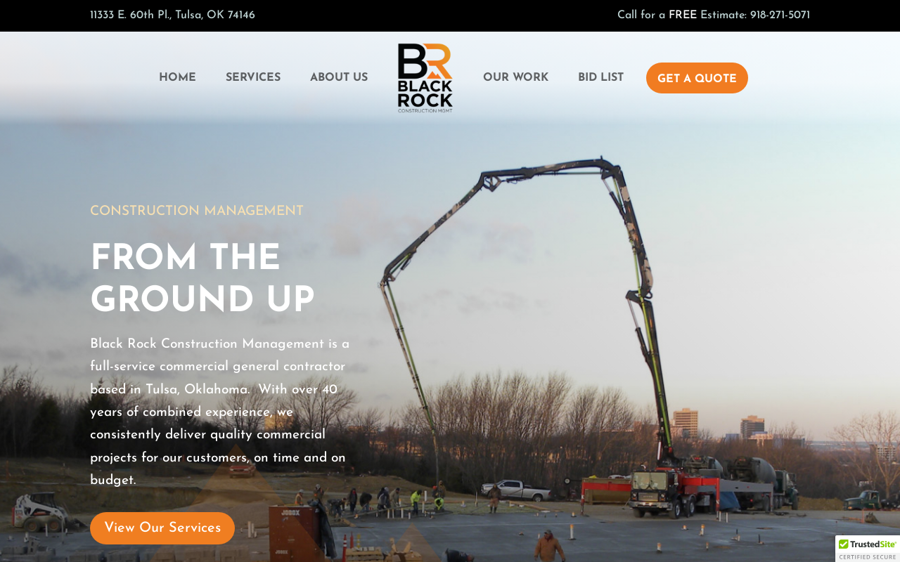Black Rock Construction Management — screenshot of their official website