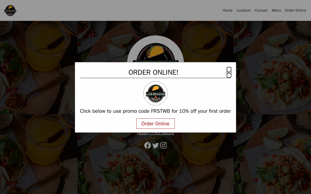 Taqueria Las Brazas — screenshot of their official website