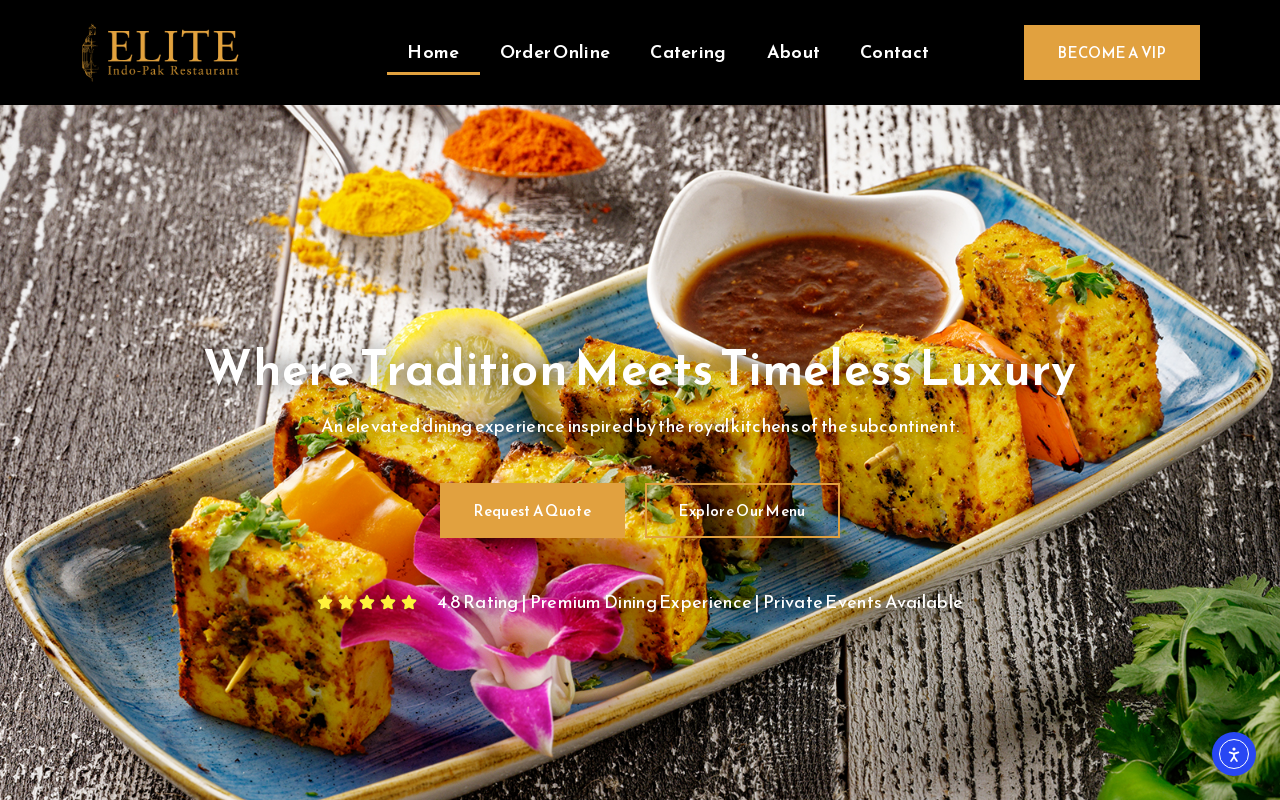Elite Restaurant & Catering — screenshot of their official website
