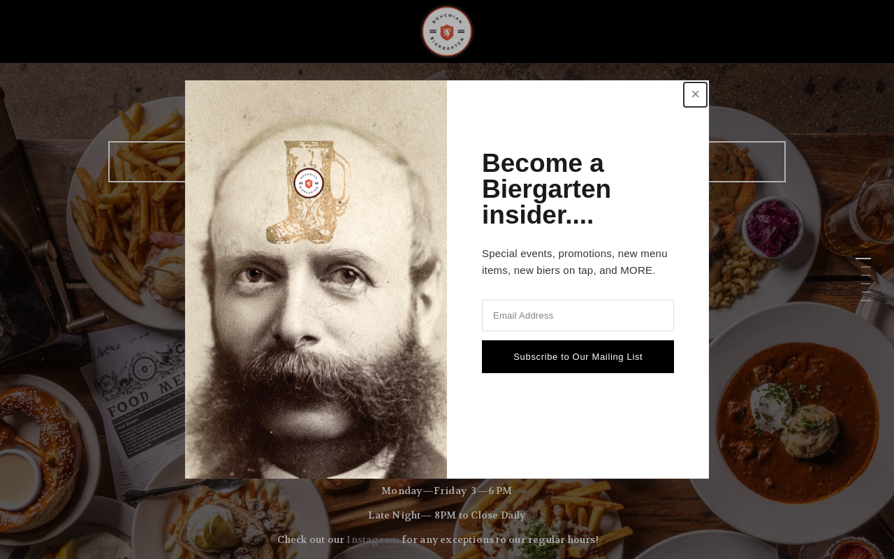 Bohemian Biergarten — screenshot of their official website