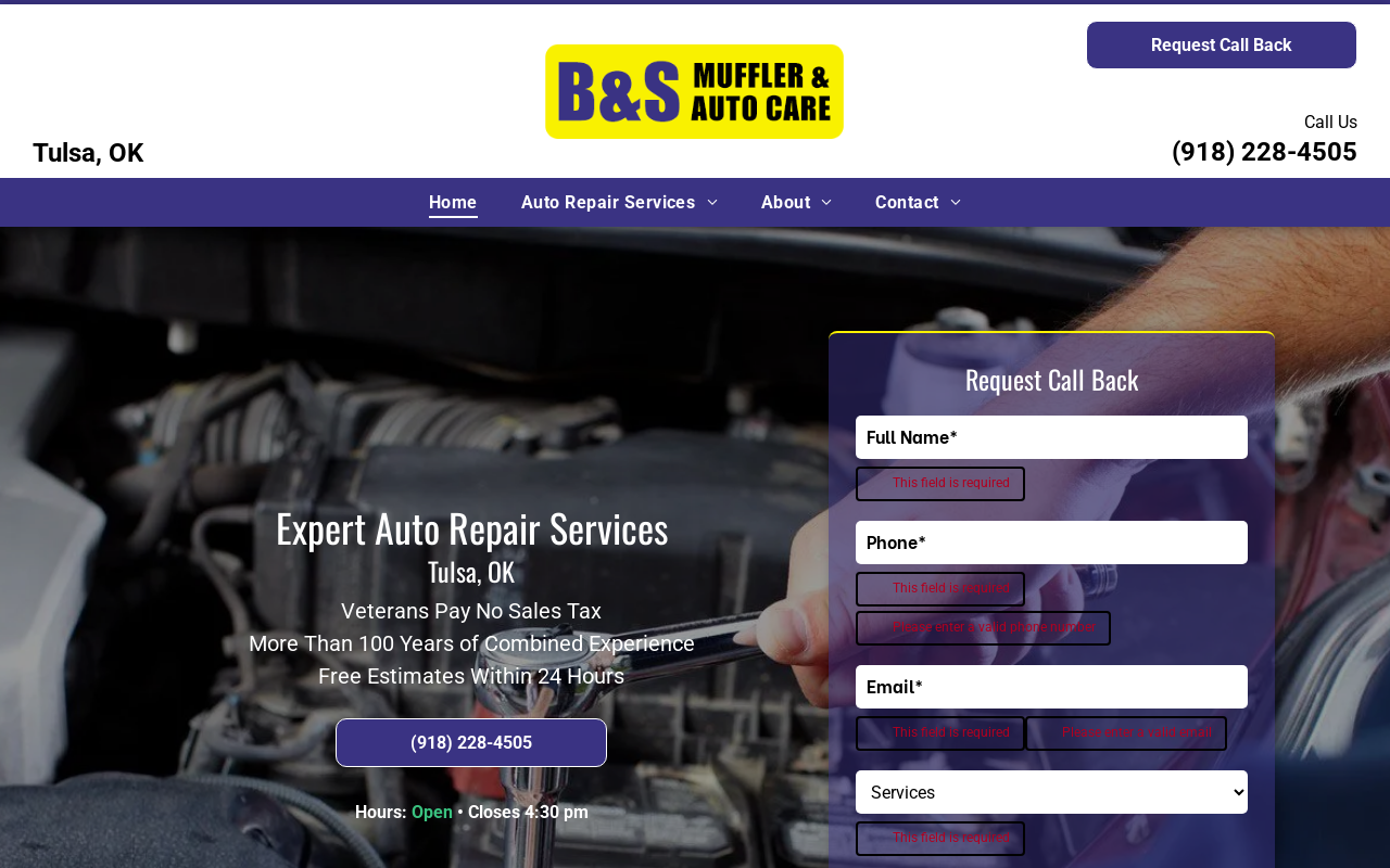 B & S Muffler & Auto Care — screenshot of their official website