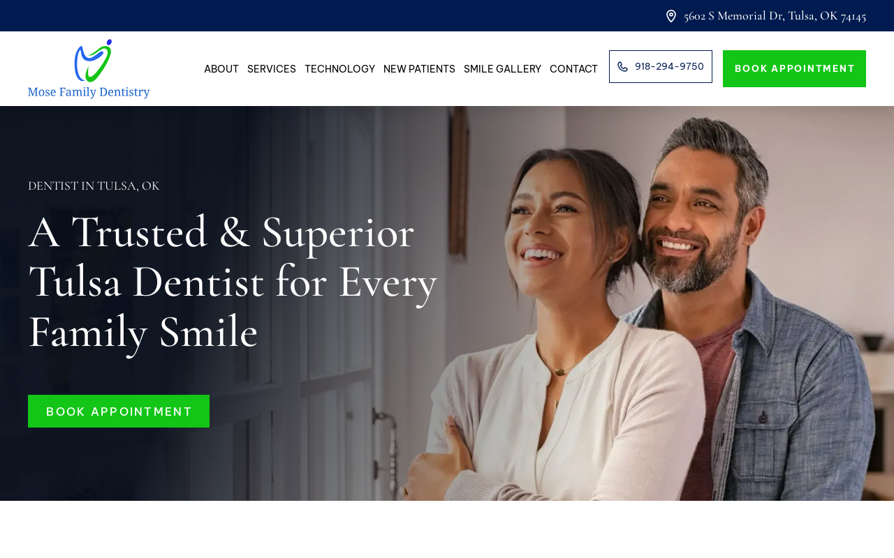 Mose Family Dentistry — screenshot of their official website