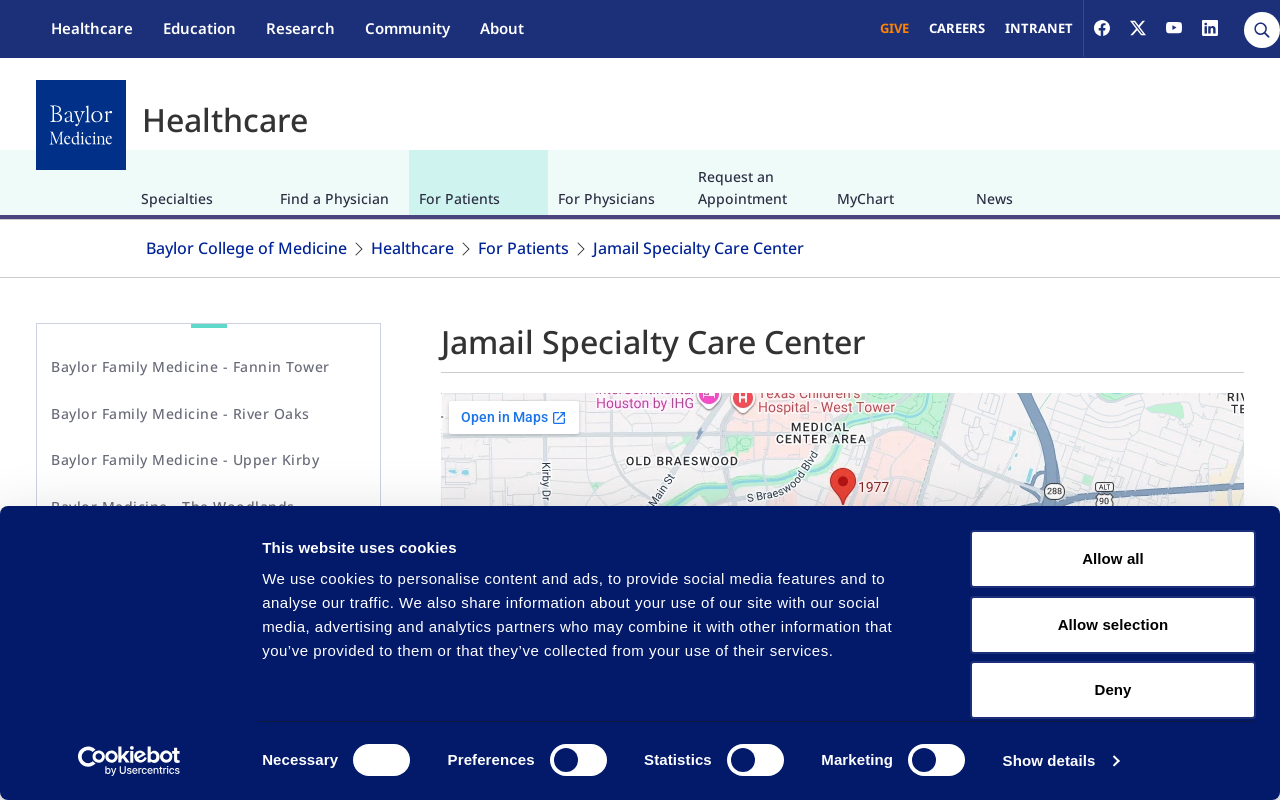 Jamail Specialty Care Center — screenshot of their official website