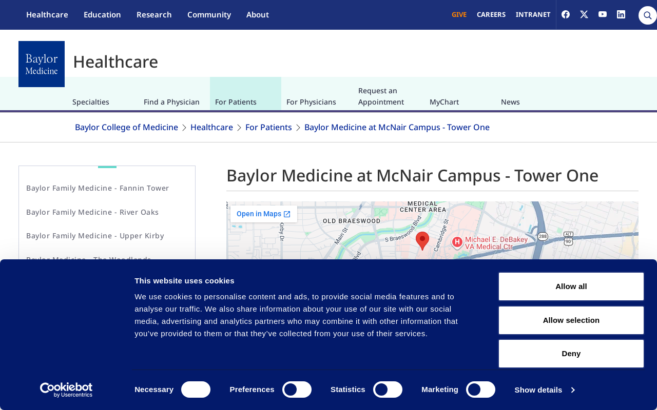 Baylor College of Medicine Medical Center — screenshot of their official website