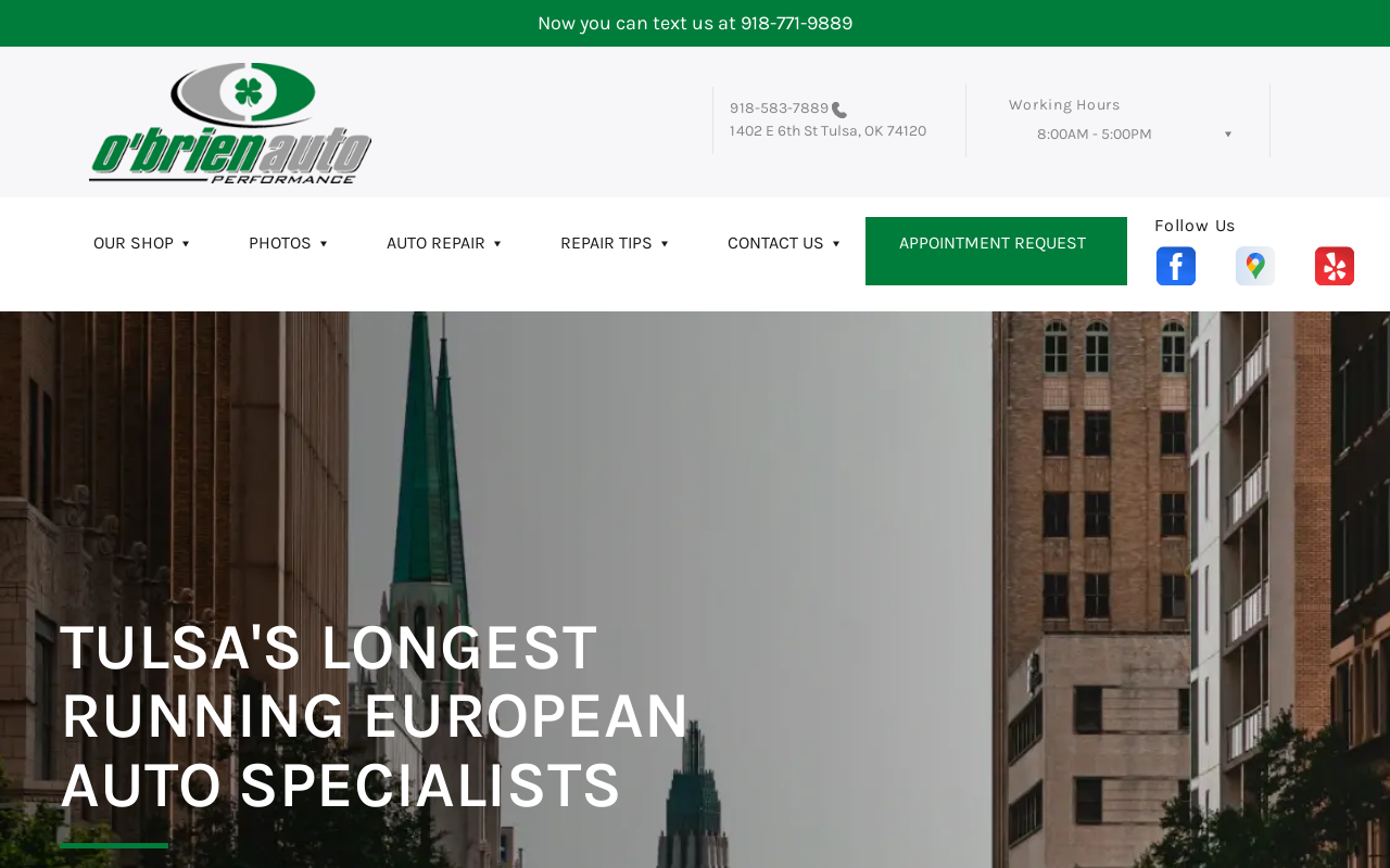O'Brien Auto — screenshot of their official website