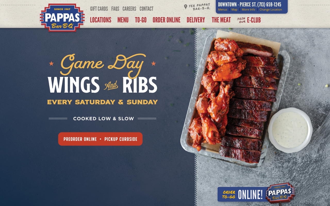Pappas BBQ — screenshot of their official website