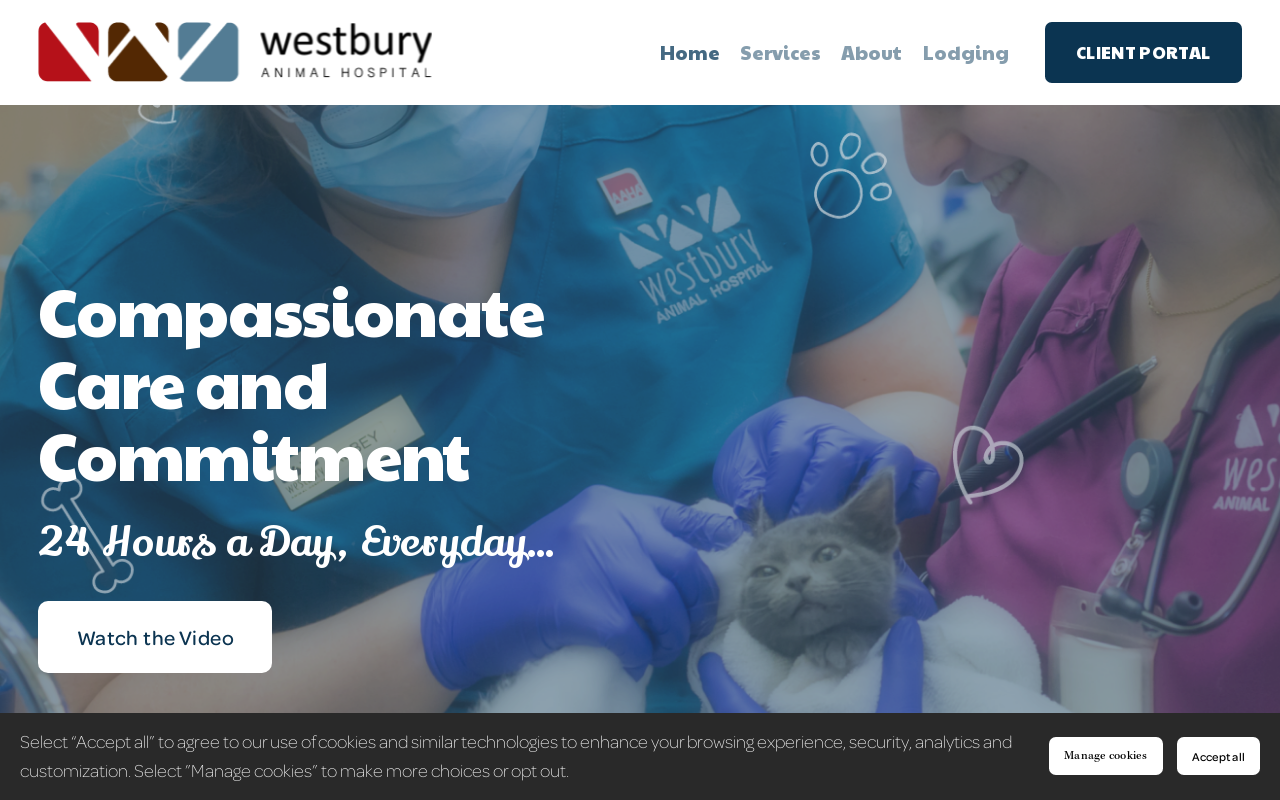 Westbury Animal Hospital & Pet Hotel — screenshot of their official website