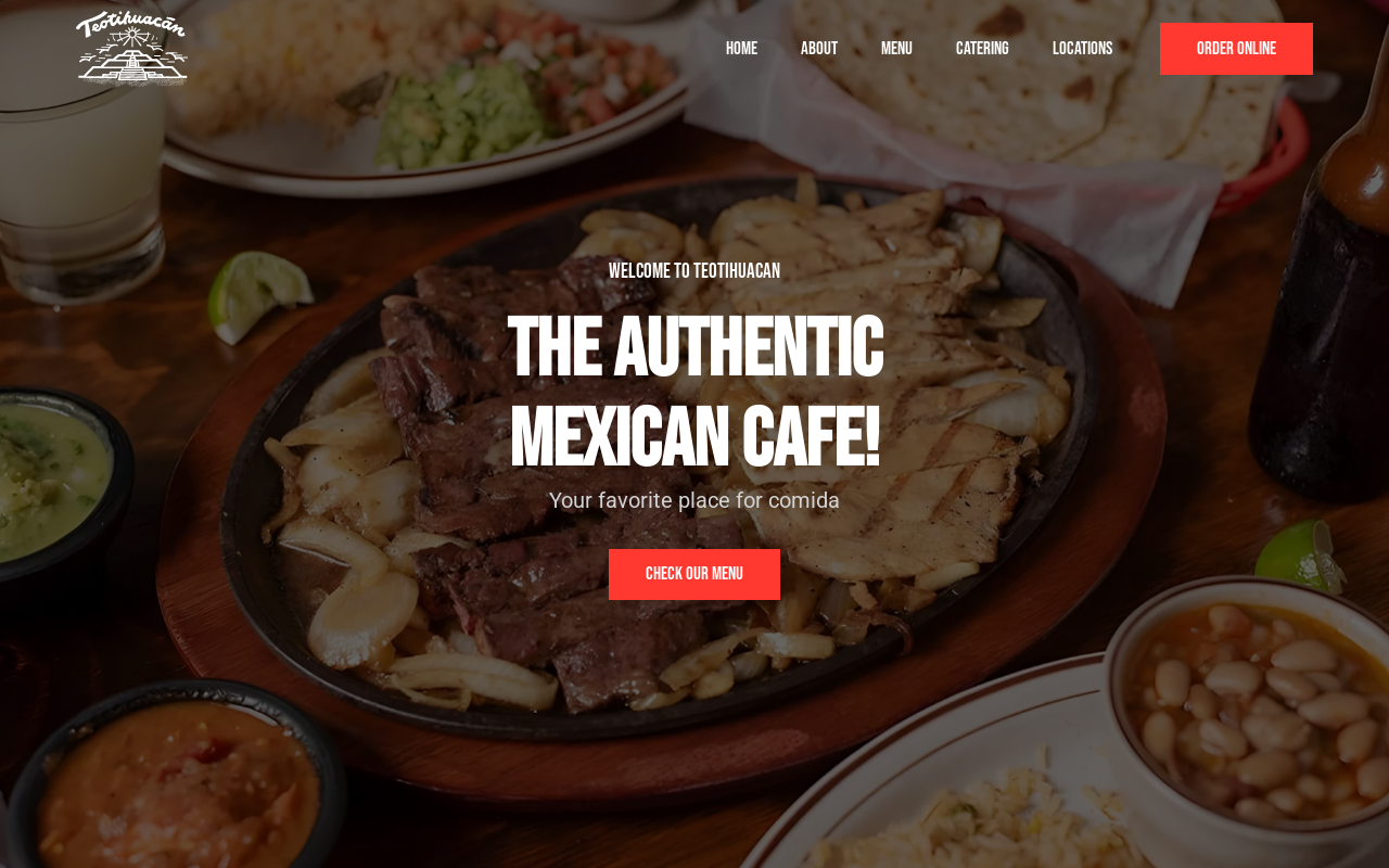 Teotihuacan Mexican Cafe — screenshot of their official website