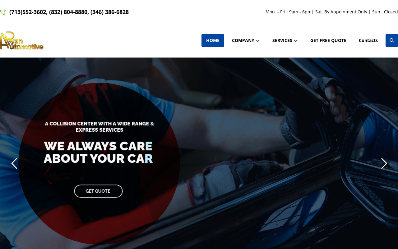 Ryan Automotive Glass & Collision Center Inc — screenshot of their official website