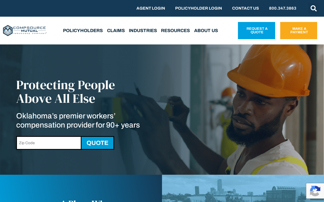 Compsource Mutual Insurance Company — screenshot of their official website