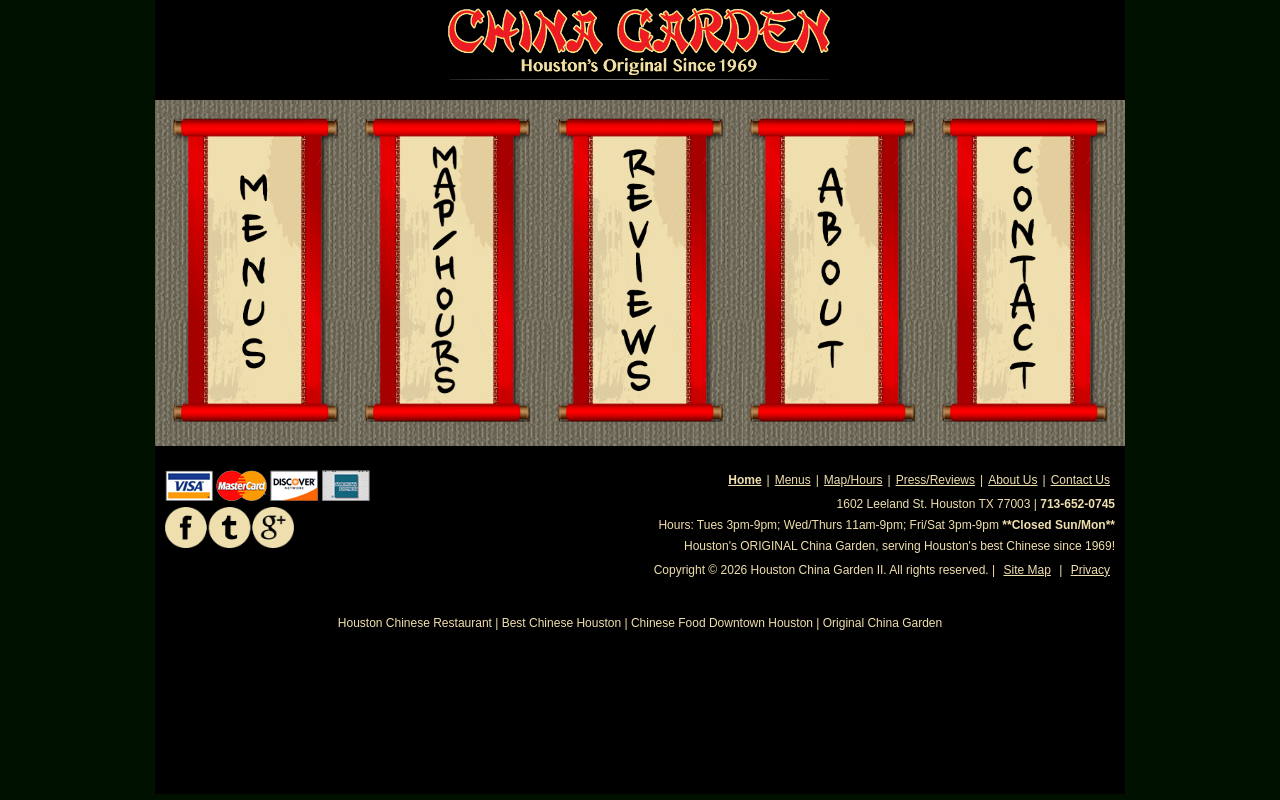 China Garden Restaurant — screenshot of their official website