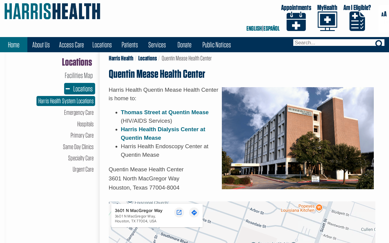 Quentin Mease Hospital — screenshot of their official website