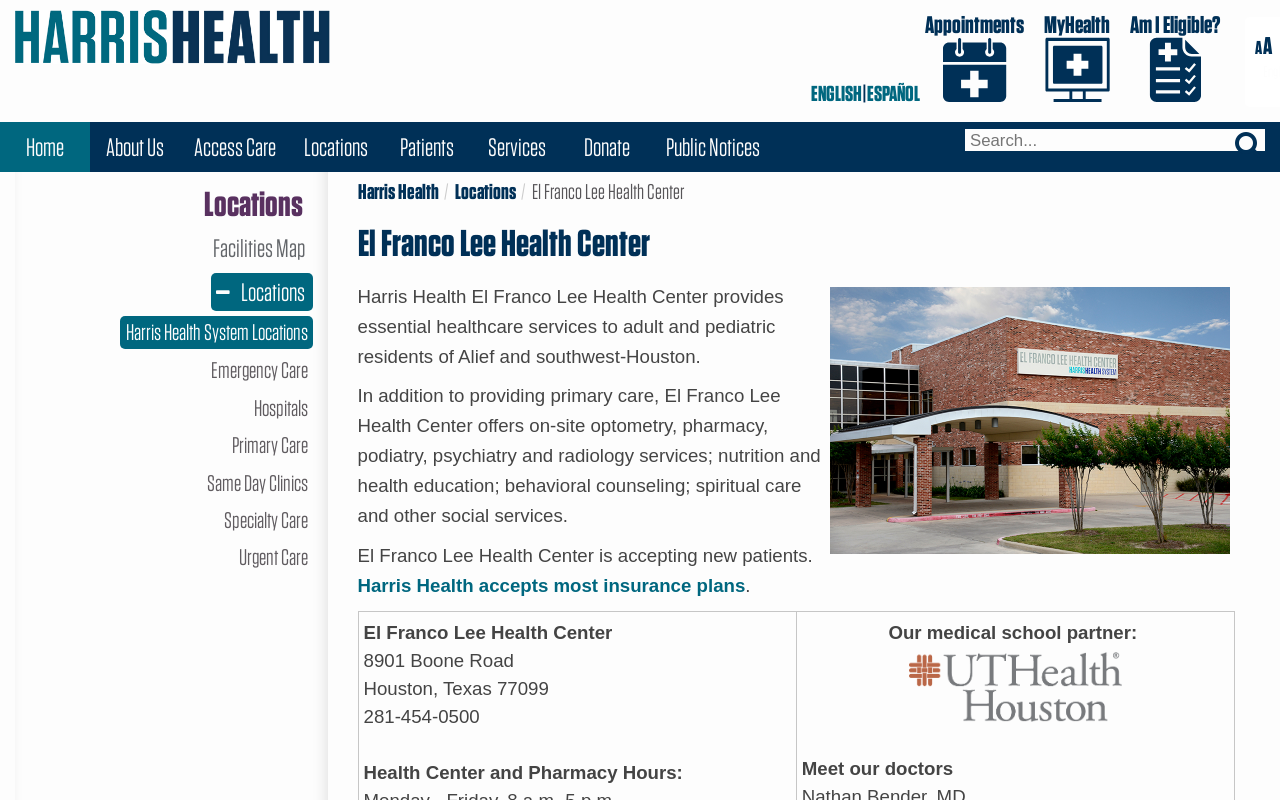 El Franco Lee Health Center — screenshot of their official website